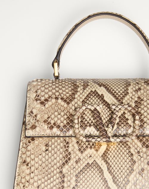 Valentino Garavani - Valentino Garavani Vsling Small Python Handbag - Cream/white - Woman - Top Handle Bags